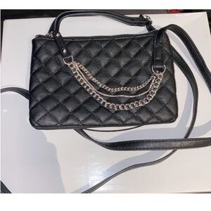 Express Black quilted crossbody bag purse mini bag chains black bag quilted bag
